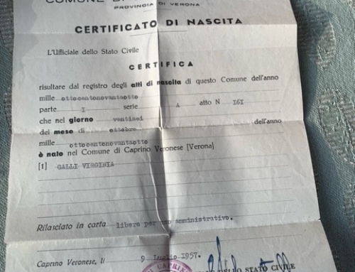 Certificate of birth – Virginia (Erminia) Galli